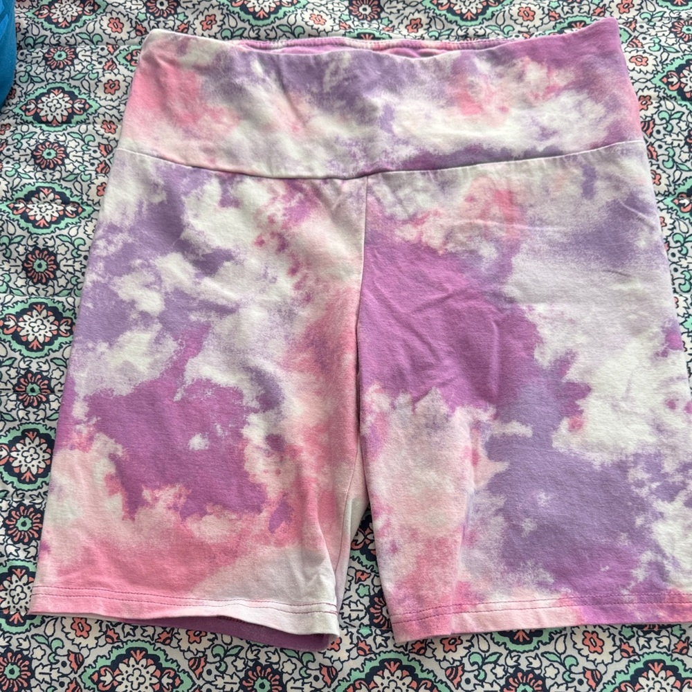 Time and Tru Women's Tie-Dye Bike Shorts - Pink and Purple